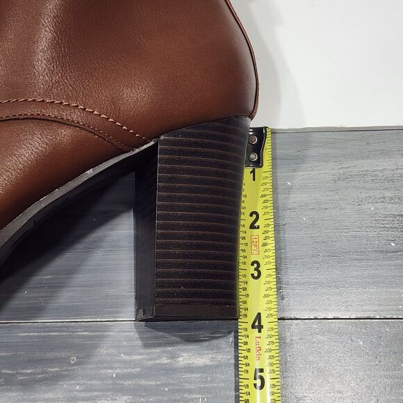 Style & Co Lucillee Ankle Boots 7 M Brown Faux Leather Pointed Toes Block Heels - Picture 10 of 14